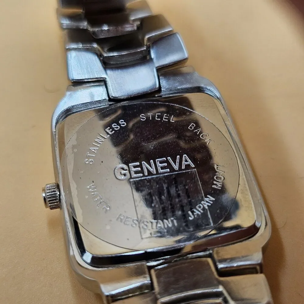 Geneva Quartz Silver Tone Men's Stainless Steel Watch Japan Movt Luminous Hands
